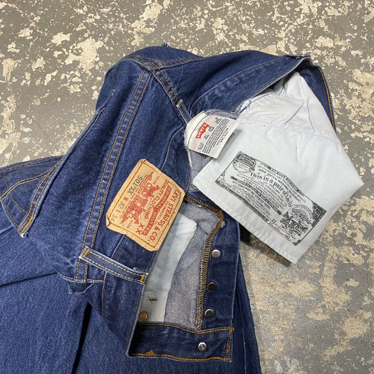 Japanese Brand × Levi's × Vintage Vintage Levi’s 501XX Button Fly Blue Dark Denim Jeans 90s Size US 31 - 3 Thumbnail