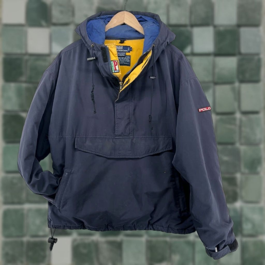 Vintage POLO RALPH LAUREN Anorak L 1992 P Racing 90s Skiing Hood