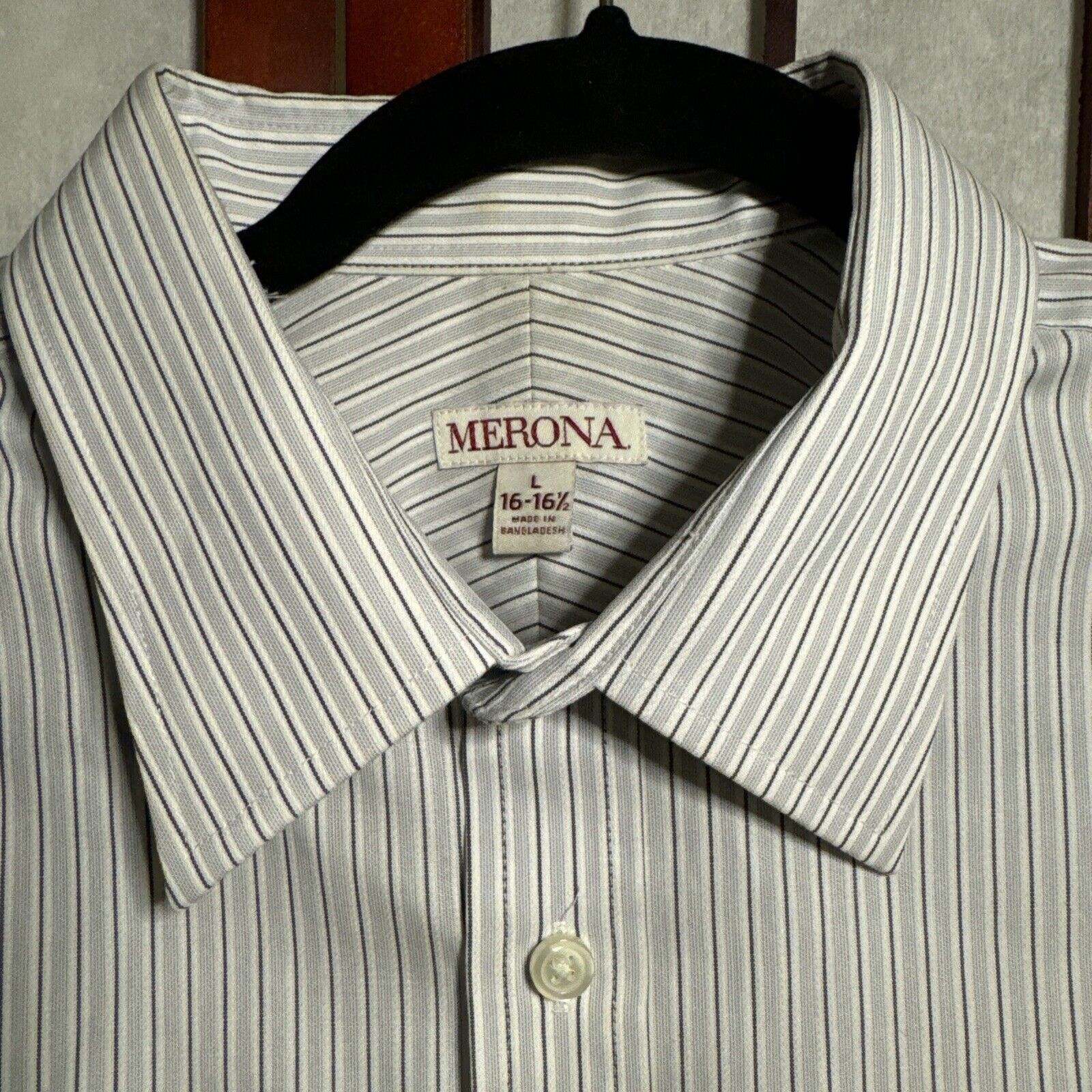 Merona Merona Mens Ultimate Shirt Long Sleeves Button Up Pin Strip Size US L / EU 52-54 / 3 - 3 Thumbnail