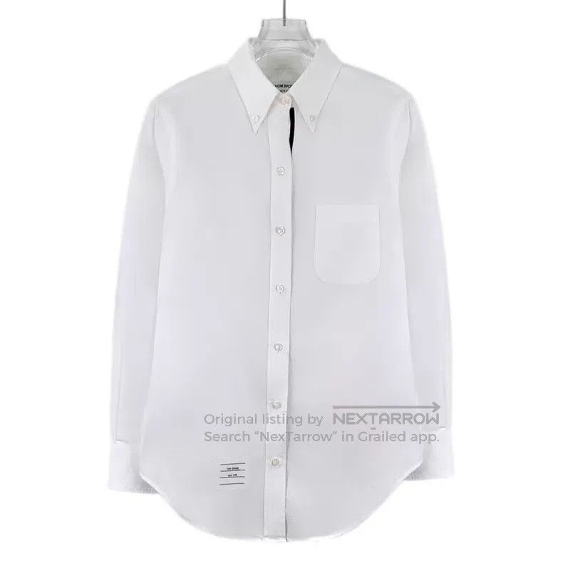 Thom Browne Thom Browne White Cotton Lapel Single Breasted Long Sleeve Size US XXS / EU 40 - 1 Thumbnail