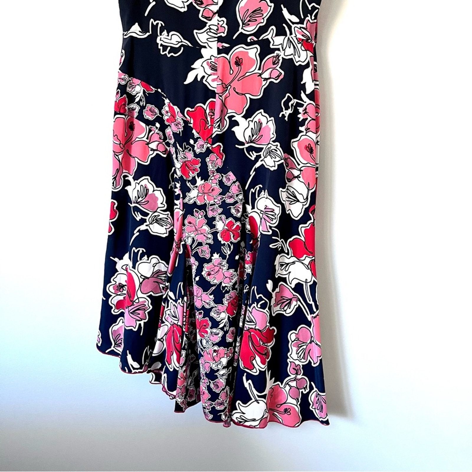 Jason Wu Grey Jason Wu navy floral print assymetrical silk midi dress Size M / US 6-8 / IT 42-44 - 9 Thumbnail