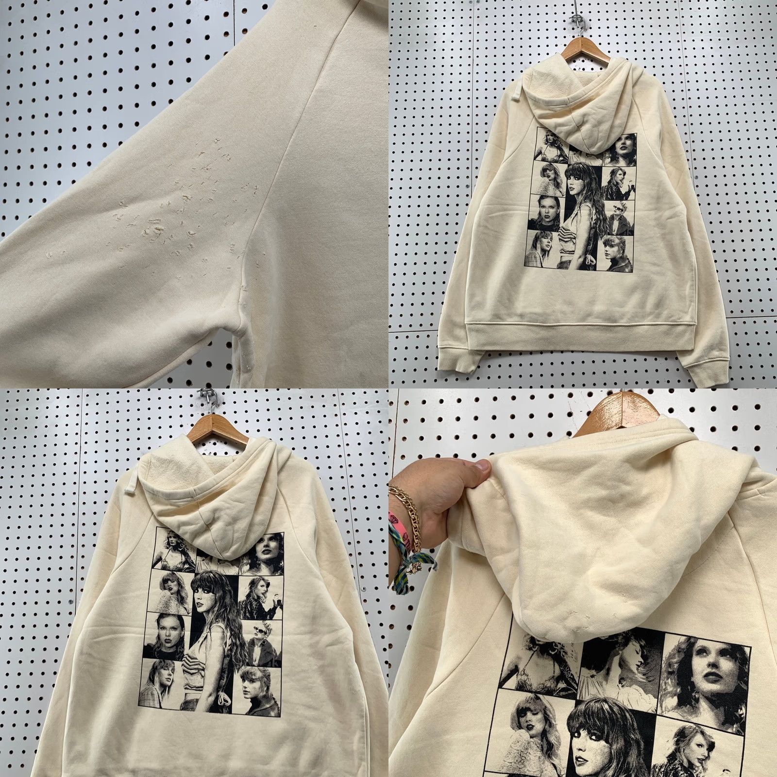 Vintage Taylor Swift Eras Tour Hoodie Sweatshirt Mens M DISTRESSED Beige Shirt (Hoodie) Size US M / EU 48-50 / 2 - 9 Thumbnail