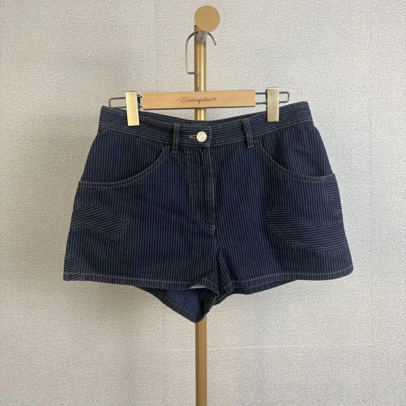 Chanel Chanel Summer Navy Cotton Skirt 0089 Size 38" / US 16 / IT 52 - 1 Thumbnail