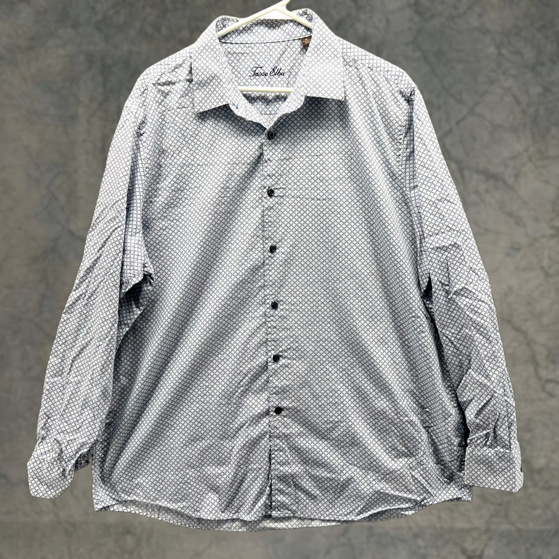 Tasso Elba Tasso Elba Shirt Men XL Blue White Button-Down Long Sleeve Oxford Patterned Dots Argyle Diamond Conversation official Mens XL Blue Oxford Shirt Size US XL / EU 56 / 4 - 1 Thumbnail