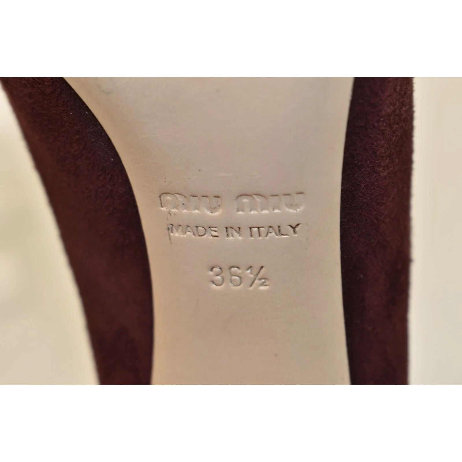 Miu Miu MIU MIU PRADA BURGUNDY SUEDE ZIPPER SANDALS HEEL PUMPS 36.5 Size US 6.5 / IT 36.5 - 10 Thumbnail