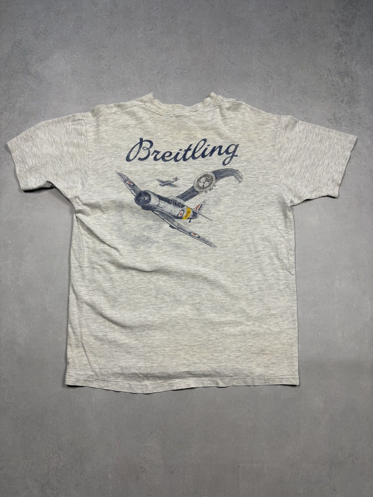Breitling Vintage 80s Breitling Aviation Graphic T Shirt Watch Promo Size US XL / EU 56 / 4 - 1 Thumbnail