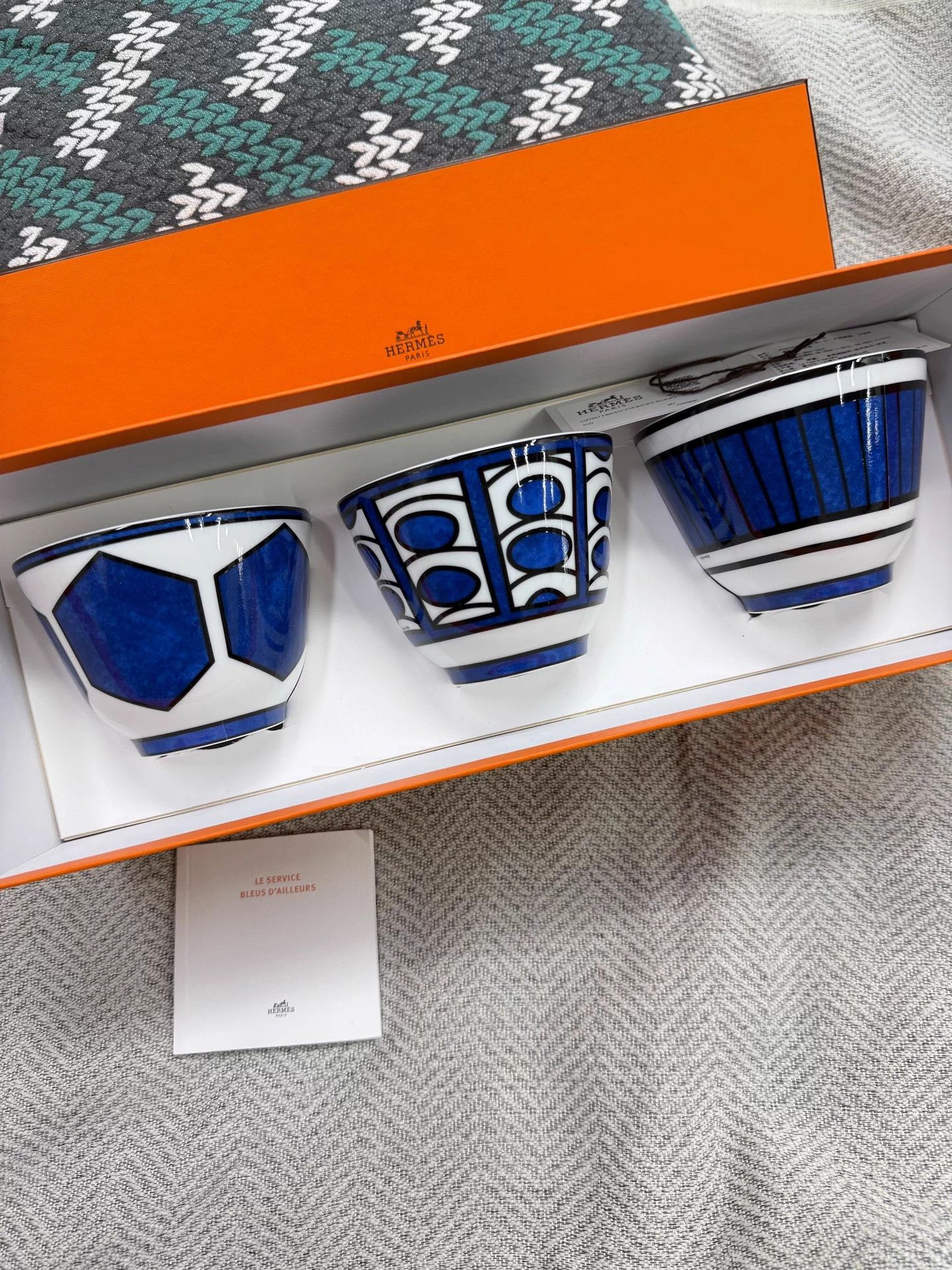 Hermes Hermes Exotic Blue 3pc bowl set new with box Size ONE SIZE - 1 Thumbnail