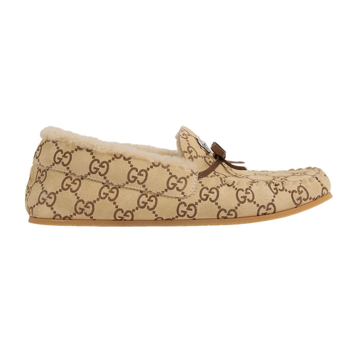 GUCCI Driver $1170 Brown GG Suede Loafers New & Authentic (W