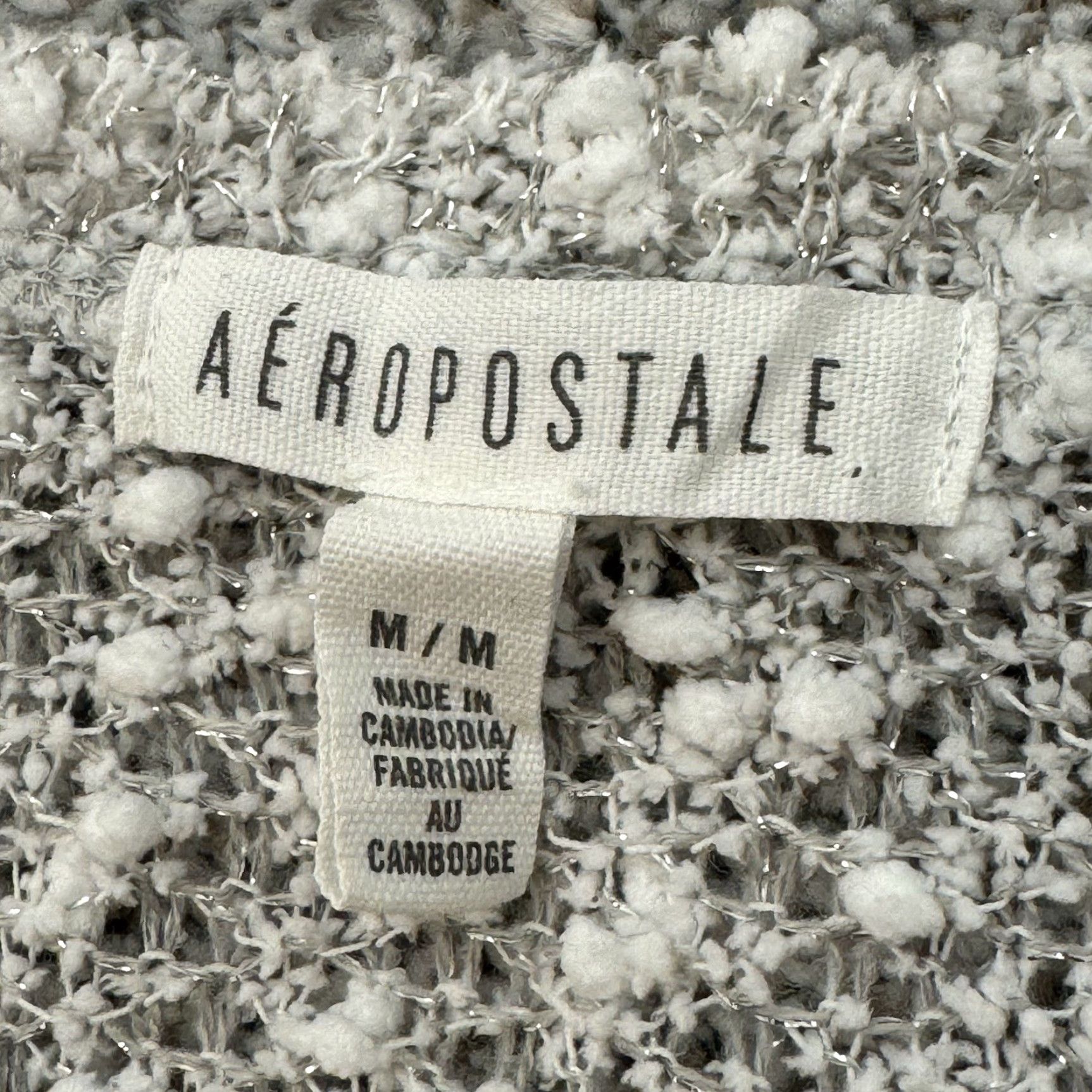 Vintage VINTAGE Aeropostale Women Popcorn Sweater Sz M Metallic Loose Knit Retro 90s Y2K Crew Neck Long Sleeve White Knit Pullover Casual Fall Winter Women Size S / US 4 / IT 40 - 5 Thumbnail
