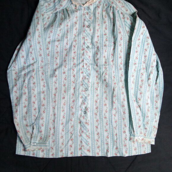 Other Vintage Changing Scene Floral Pearl Snap Lace Collar Shirt Size M / US 6-8 / IT 42-44 - 3 Thumbnail