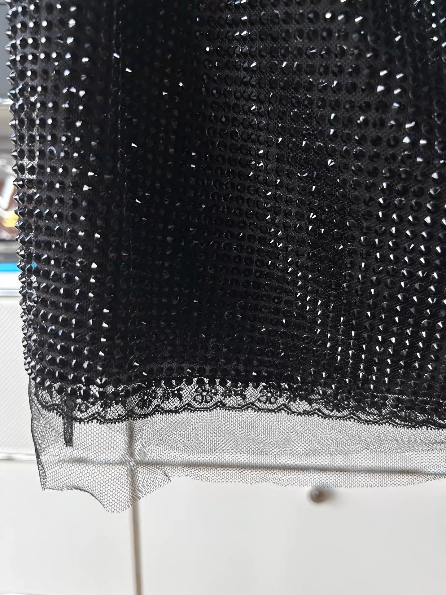 Prada Prada Black Tulle All Crystal Mini Skirt EU40 Size 27" / US 4 / IT 40 - 3 Thumbnail