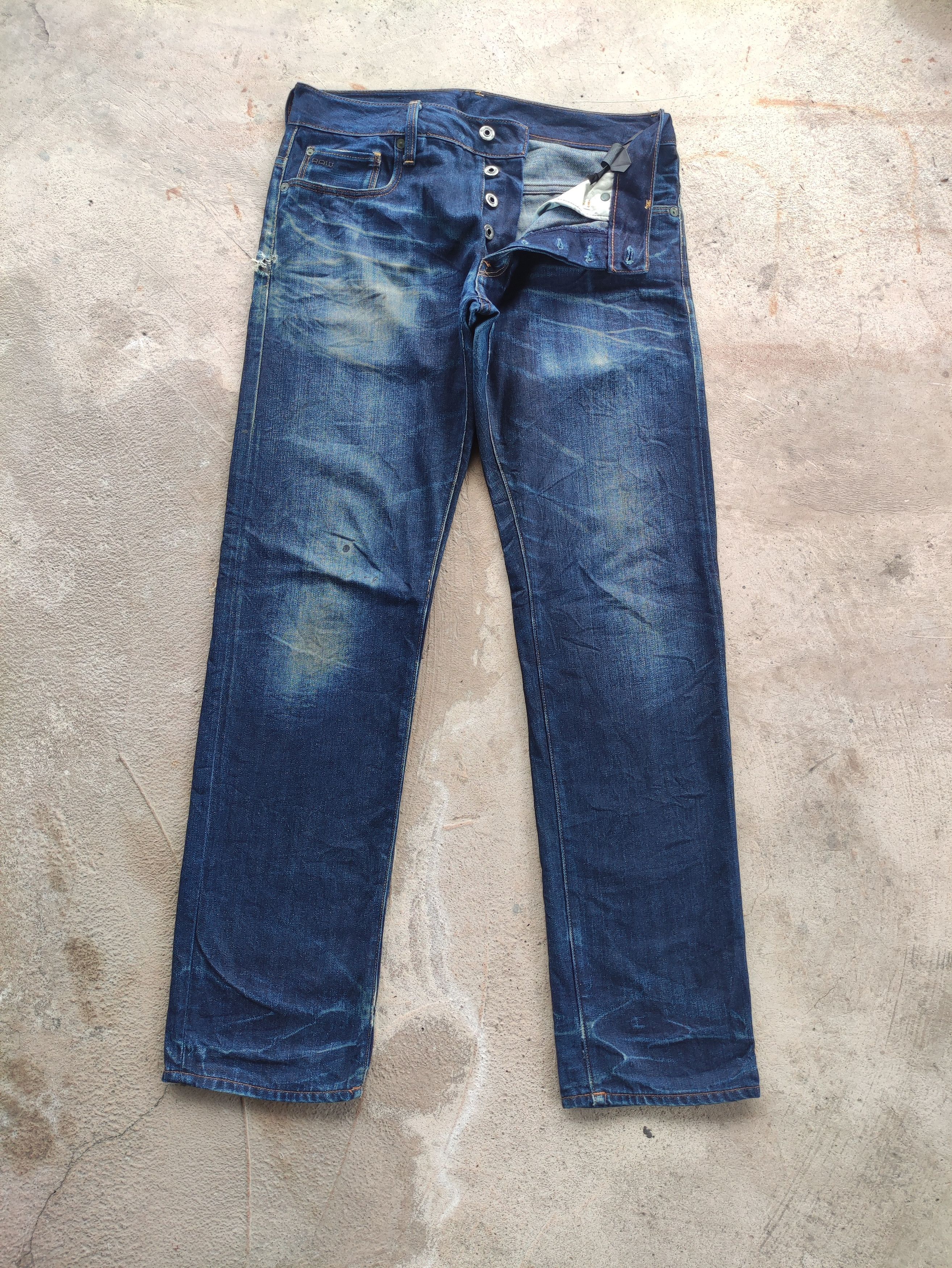 G-Star Vintage G Star Raw Button Jean Distressed Faded Denim Size US 33 - 1 Thumbnail