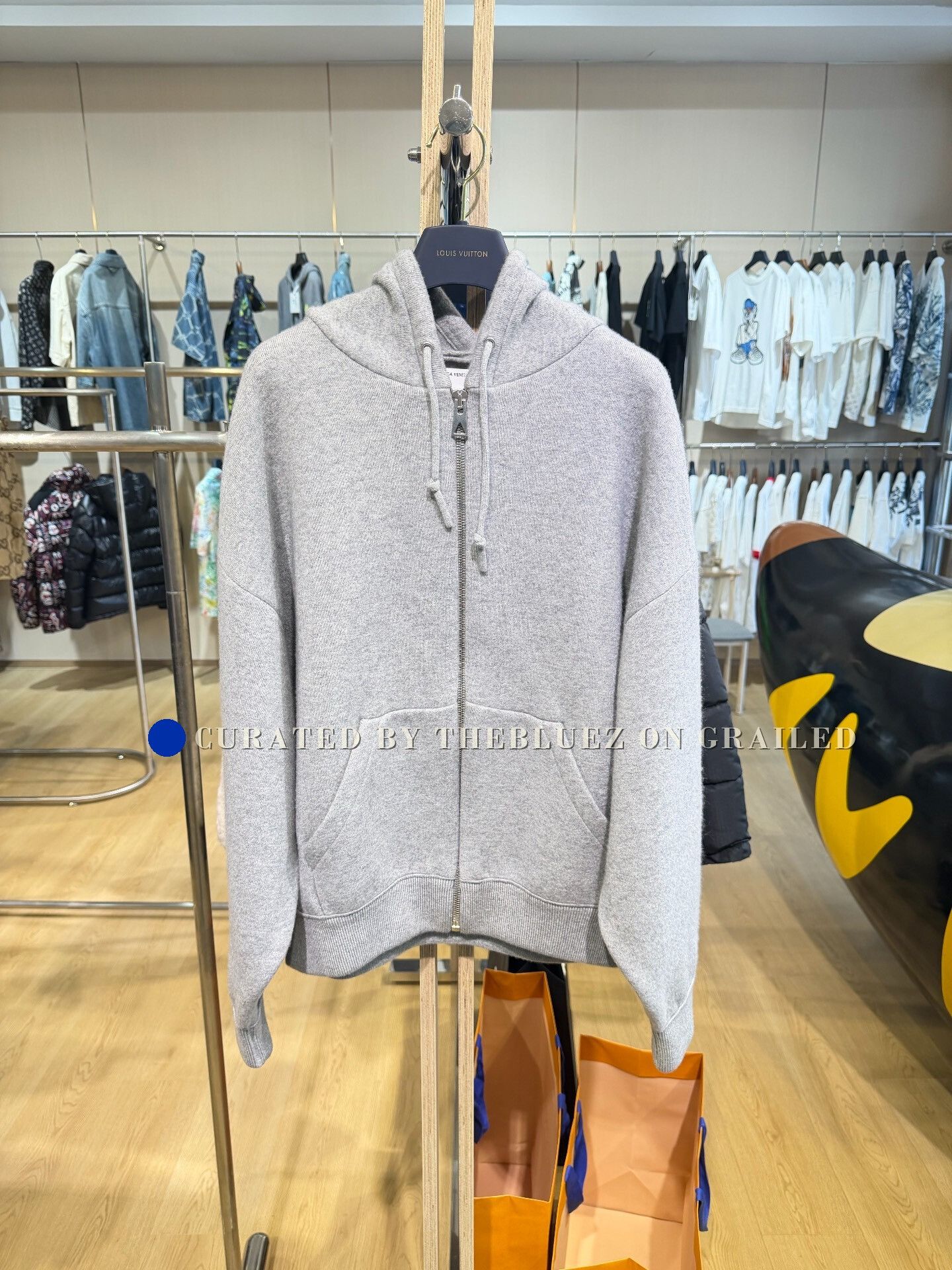 Bottega Veneta BOTTEGA VENETA Gray Cashmere Hooded Zip Sweatshirt Size US M / EU 48-50 / 2 - 1 Thumbnail