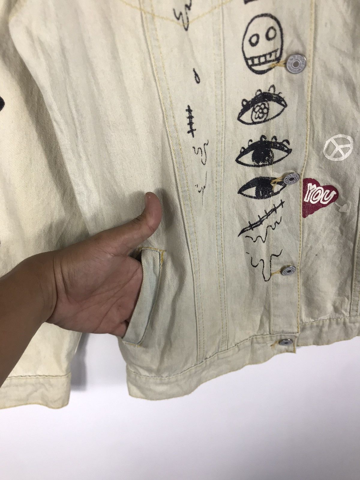 If Six Was Nine ⚡️Vintage Art Frash Lover Rock Button Denim Jacket Size M / US 6-8 / IT 42-44 - 6 Thumbnail