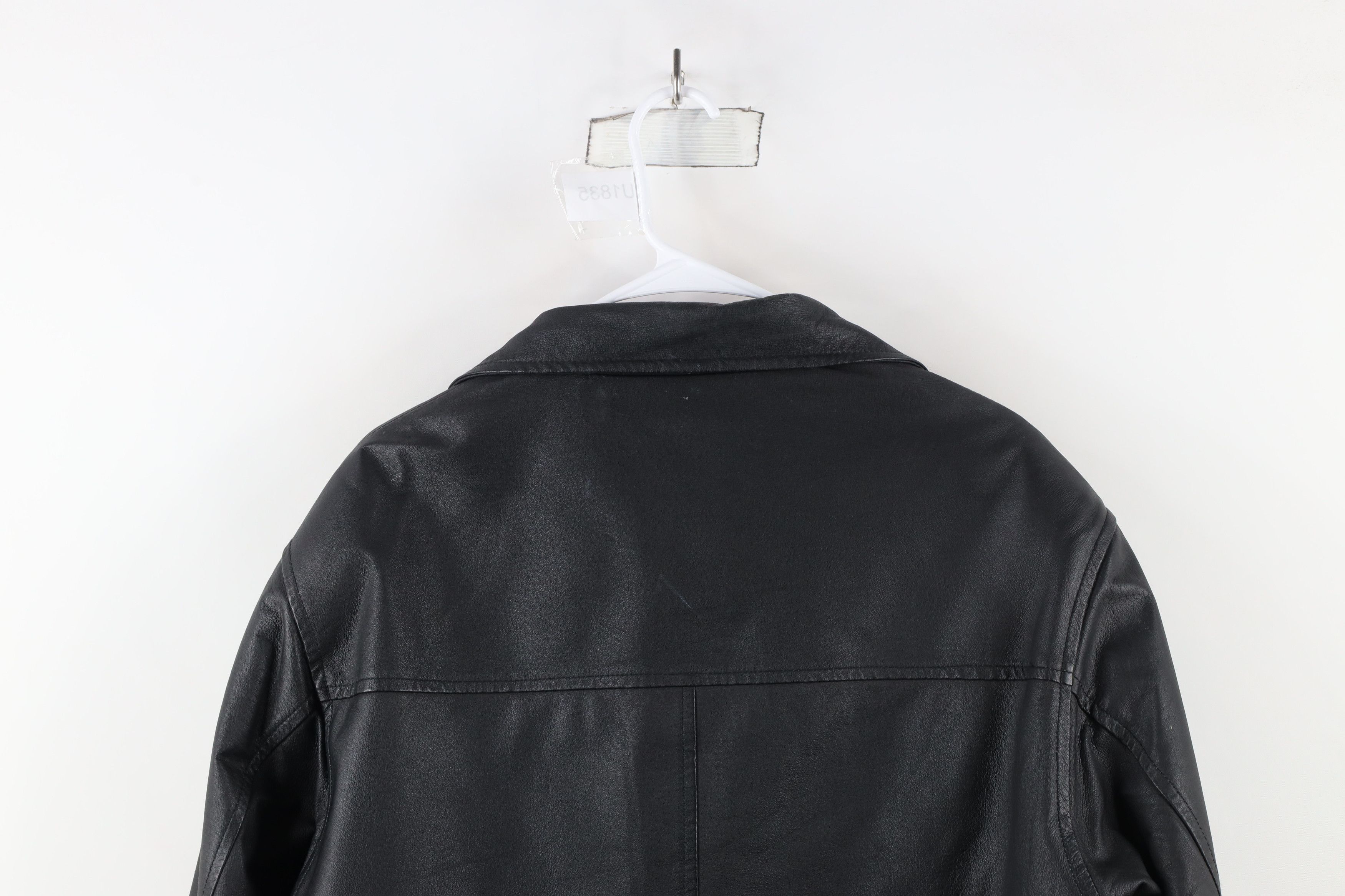 Vintage Vintage 90s Streetwear Full Zip Leather Bomber Jacket Black Size US M / EU 48-50 / 2 - 15 Thumbnail