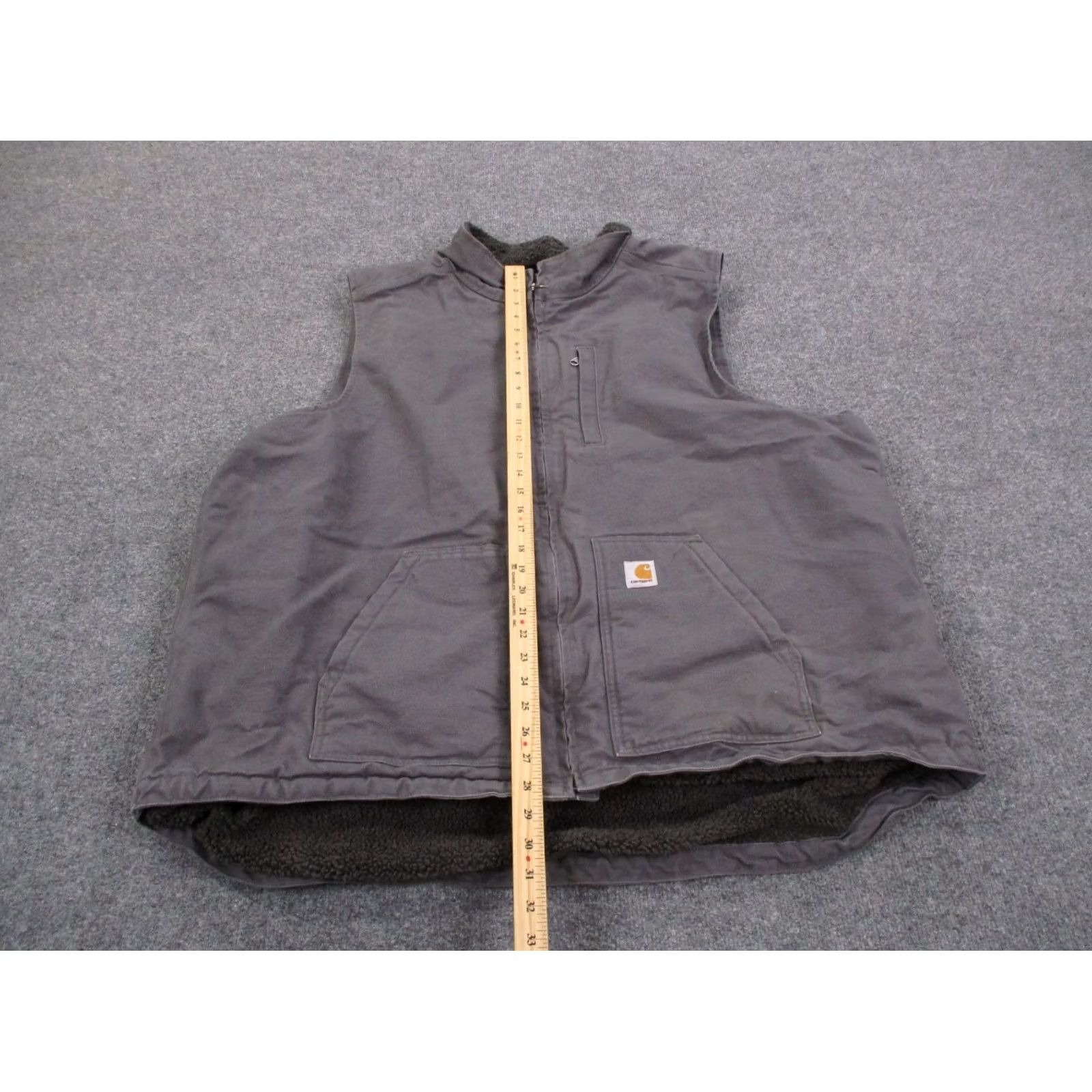 Carhartt Carhartt Vest Mens 3XLT Gray Canvas Heavy Duty Workwear Zip Full Zip Windbreaker Pockets Regular Stand-Up Collar Outdoors Winter, Spring, Fall Mens Size US XXL / EU 58 / 5 - 3 Thumbnail
