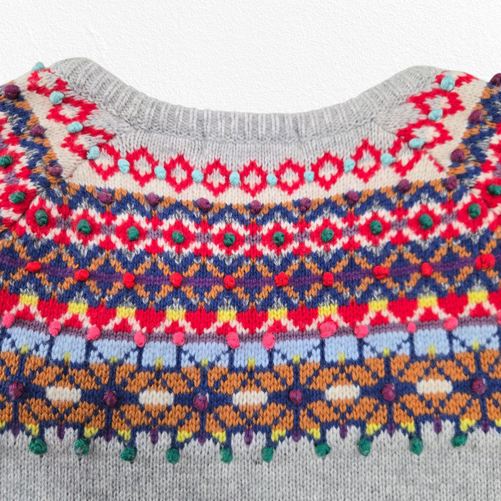Boden Fair Isle Wool Blend Sweater Multicolor Bobble Knit Size 8 Size M / US 6-8 / IT 42-44 - 7 Thumbnail