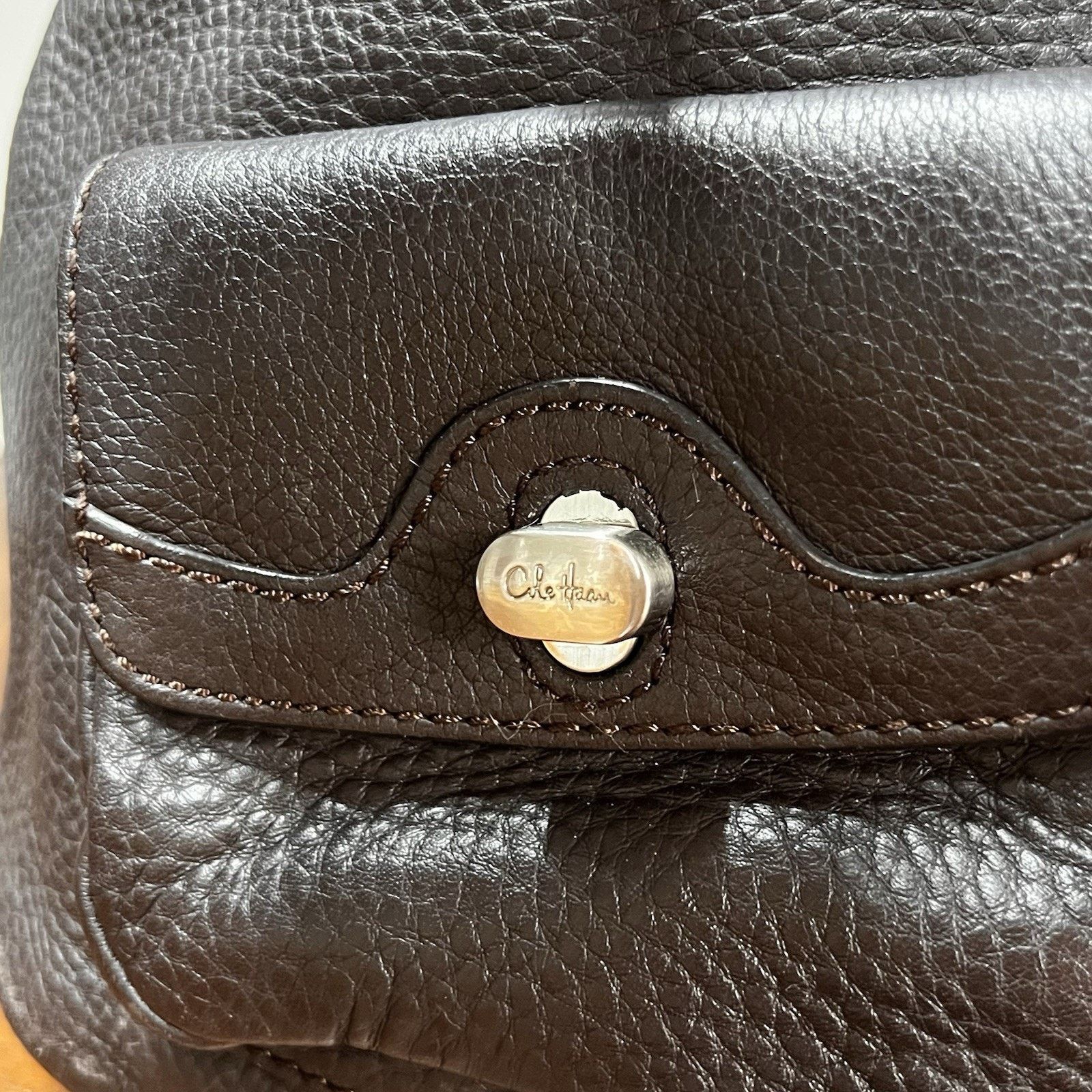 Cole Haan $400 Cole Haan Belted Brown Pebbled Leather Shoulder Bag Size ONE SIZE - 8 Thumbnail