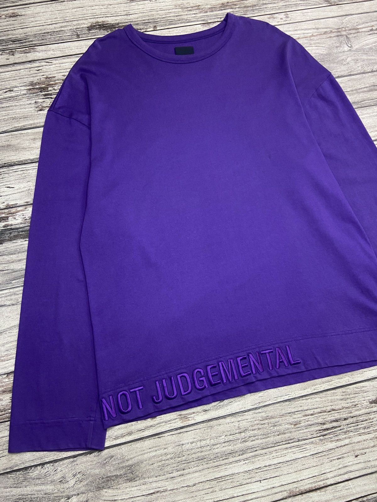 Hyein Seo × JJJJound × Juun.J SS18 Juun.J "Not Judgemental" Purple Embroidered Longsleeve Size US S / EU 44-46 / 1 - 2 Thumbnail