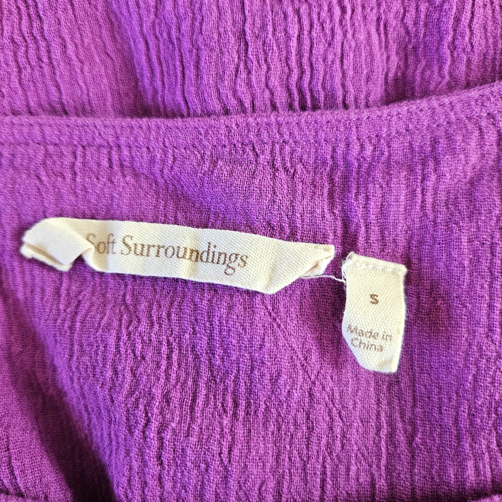 Soft Surroundings Soft Surroundings Womens Shirt Adult Small Solid Purple 3/4 Sleeve Cotton Blouse, Regular, Pullover, Casual, Spring Summer Fall, Womens Size S / US 4 / IT 40 - 5 Thumbnail