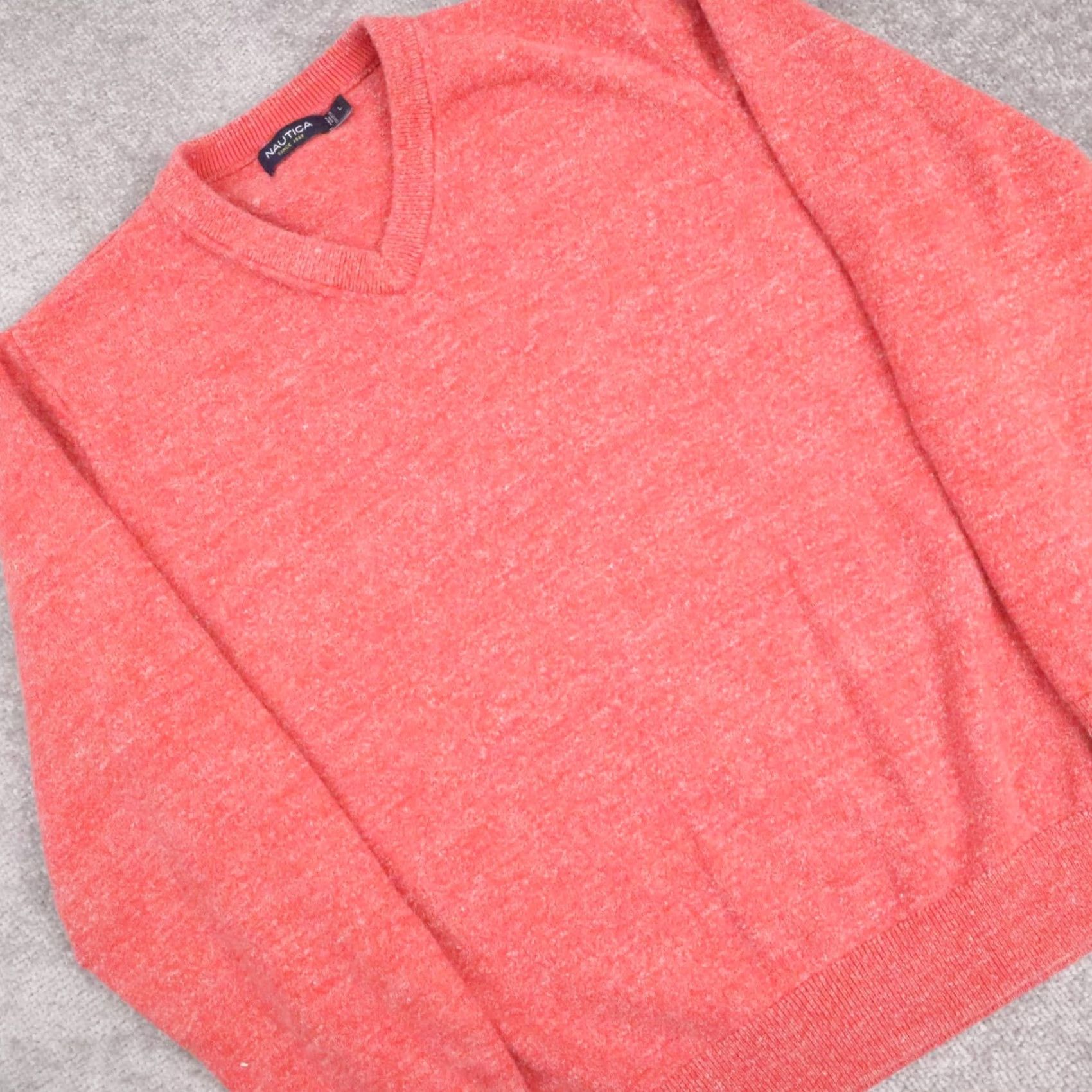 Nautica Nautica Sweatshirt L Pink Long Sleeve V Neck Pullover 100% Cotton Mens Size US L / EU 52-54 / 3 - 7 Thumbnail