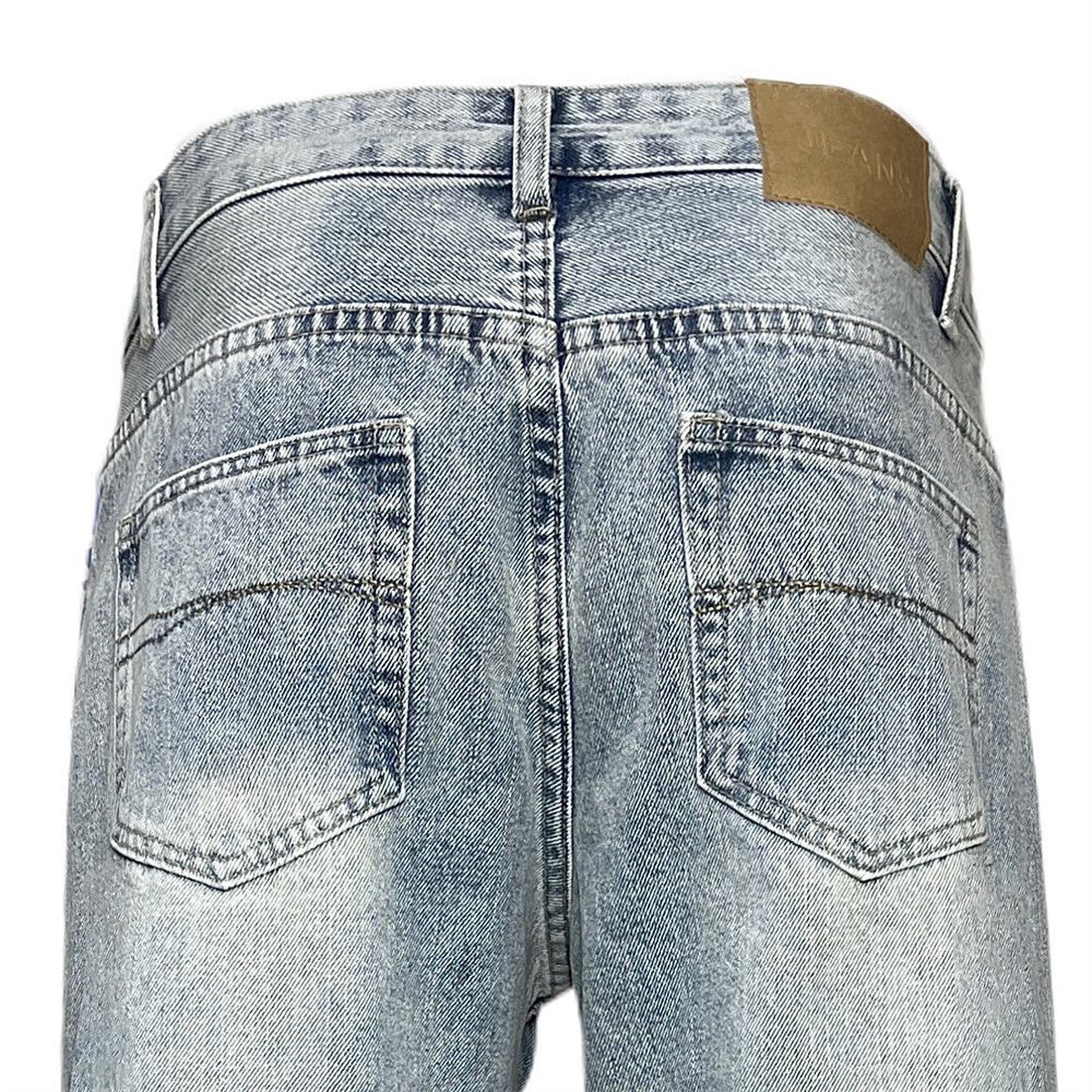 Jean Retro men's cleanfit distressed washed loose flared jeans Size US 32 / EU 48 - 4 Thumbnail
