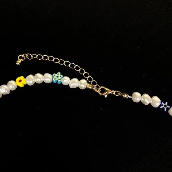 Jewelry Pearl Choker Flower Necklace Y2K Fashion Size ONE SIZE - 3 Thumbnail