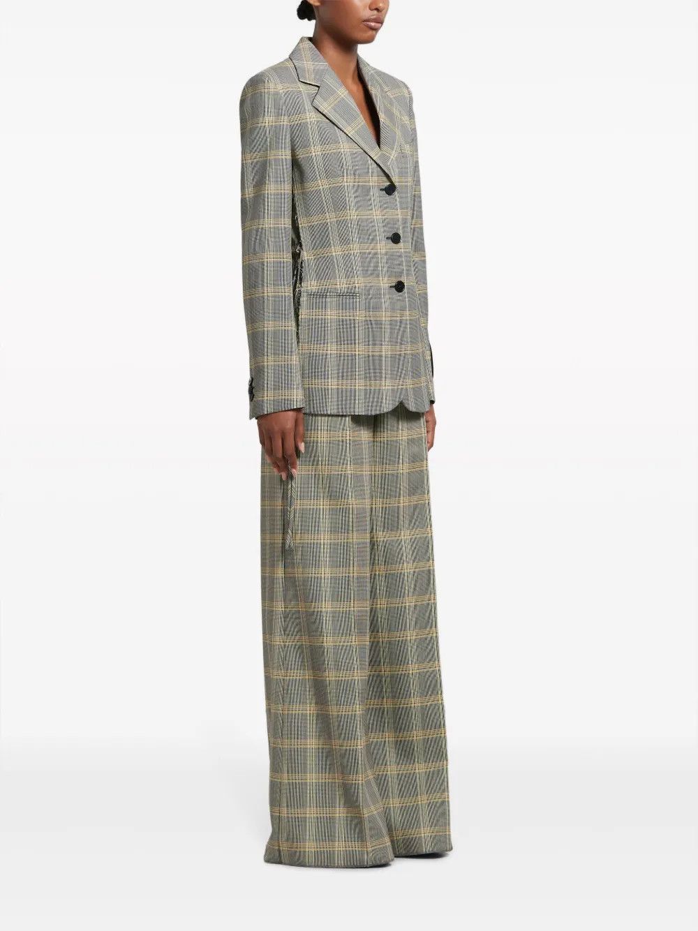 Marni o1w1db10125 Check Pattern Palazzo Pants in Black/Yellow Size 27" / US 4 / IT 40 - 4 Thumbnail
