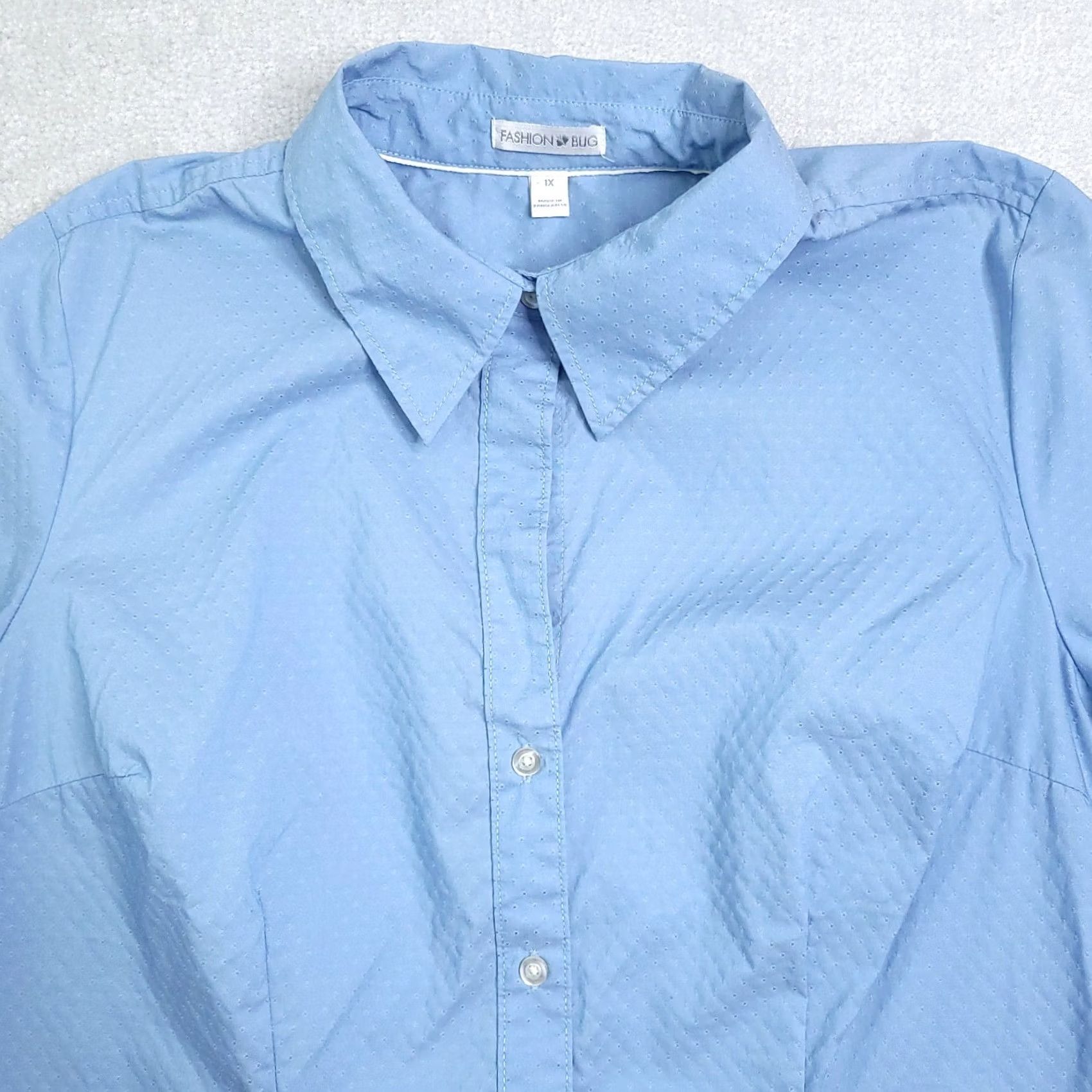 Vintage VINTAGE Fashion Bug Button Up Shirt Women's 1X Blue Pleated Long Sleeve Blouse Size XL / US 12-14 / IT 48-50 - 3 Thumbnail