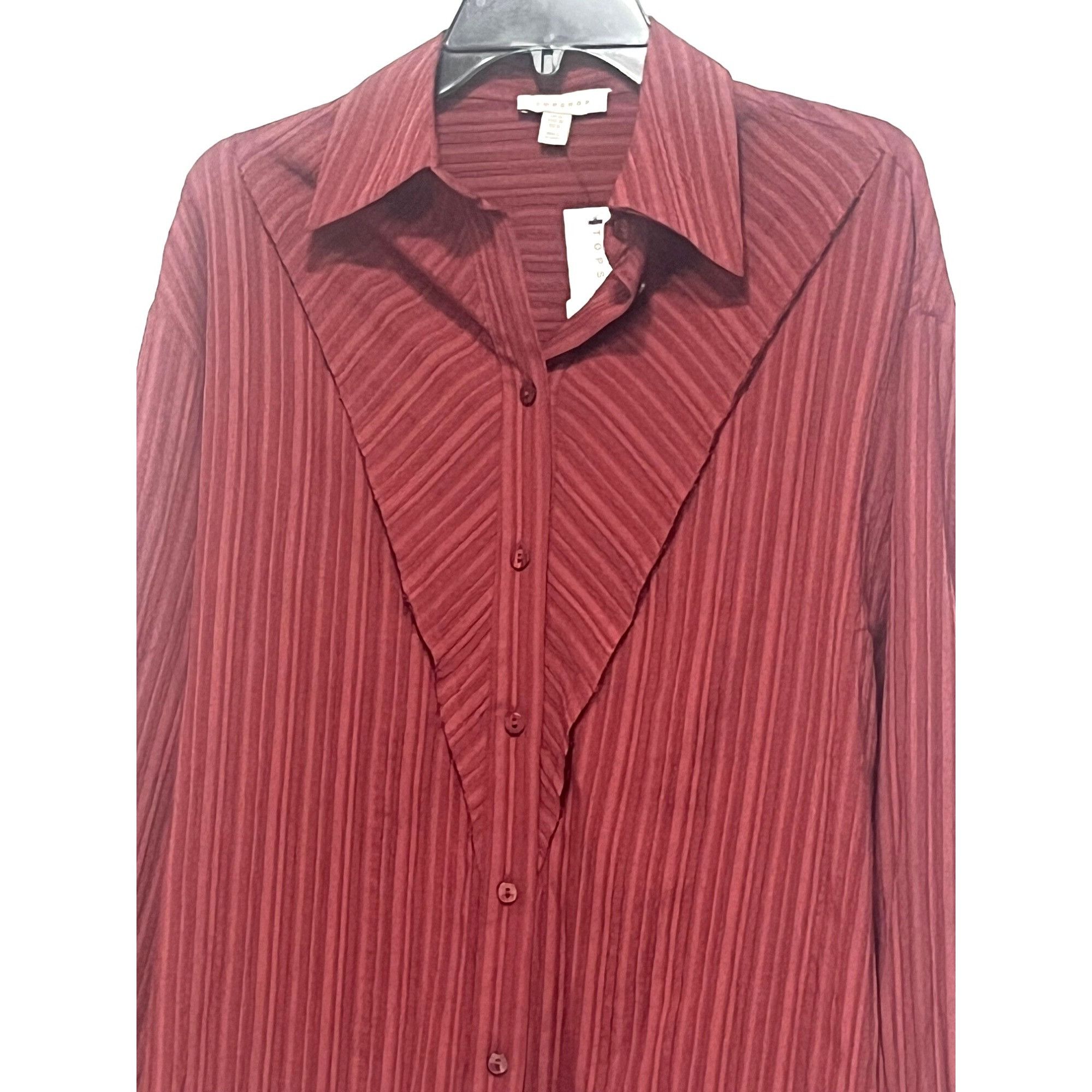 Topshop Topshop textured panel shirt in berry, Sz. 6 Size M / US 6-8 / IT 42-44 - 3 Thumbnail