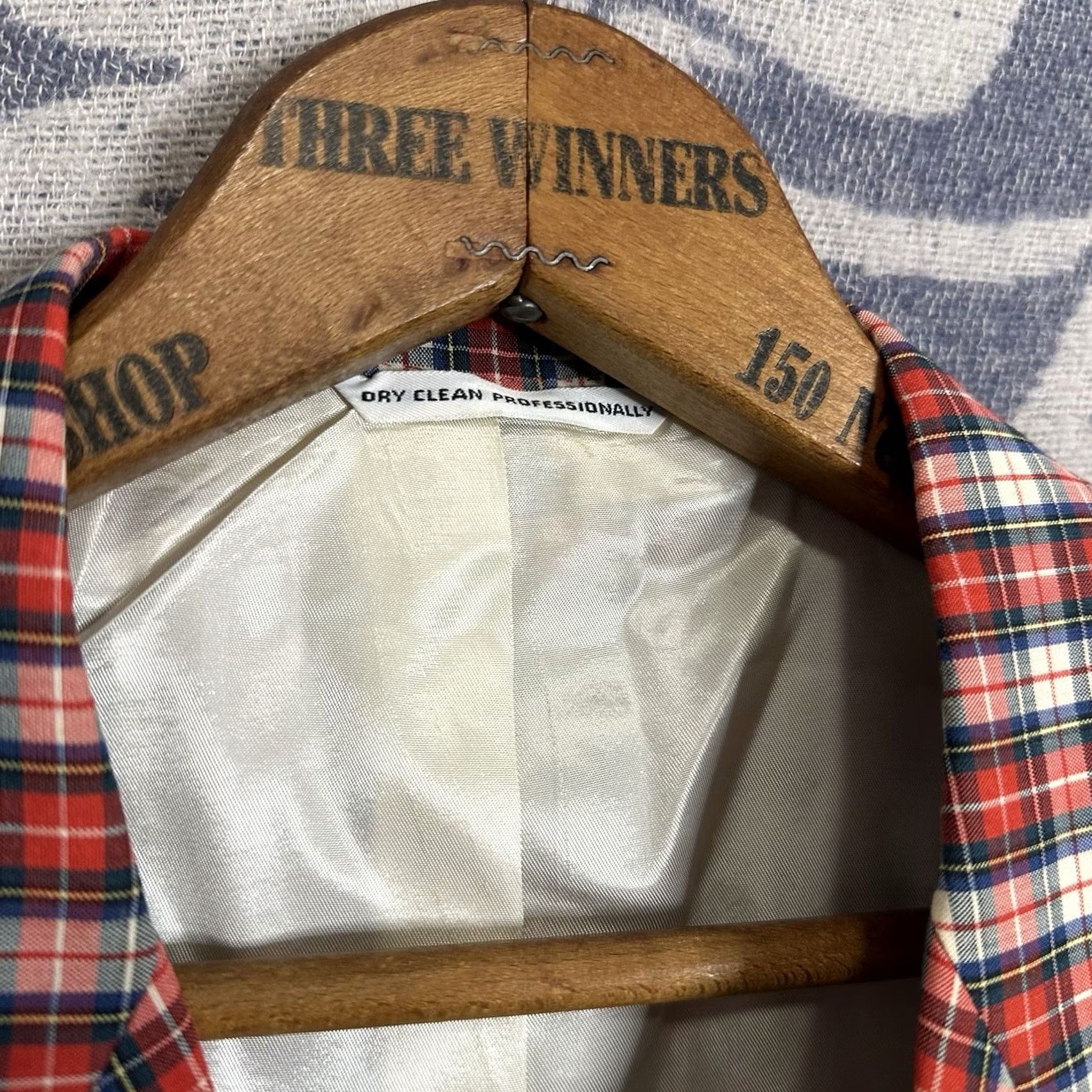 Vintage VINTAGE Kingsridge Sport Coat Red Jacket Blazer L/XL Button Up Plaid Mens Suit Size 42R - 7 Thumbnail
