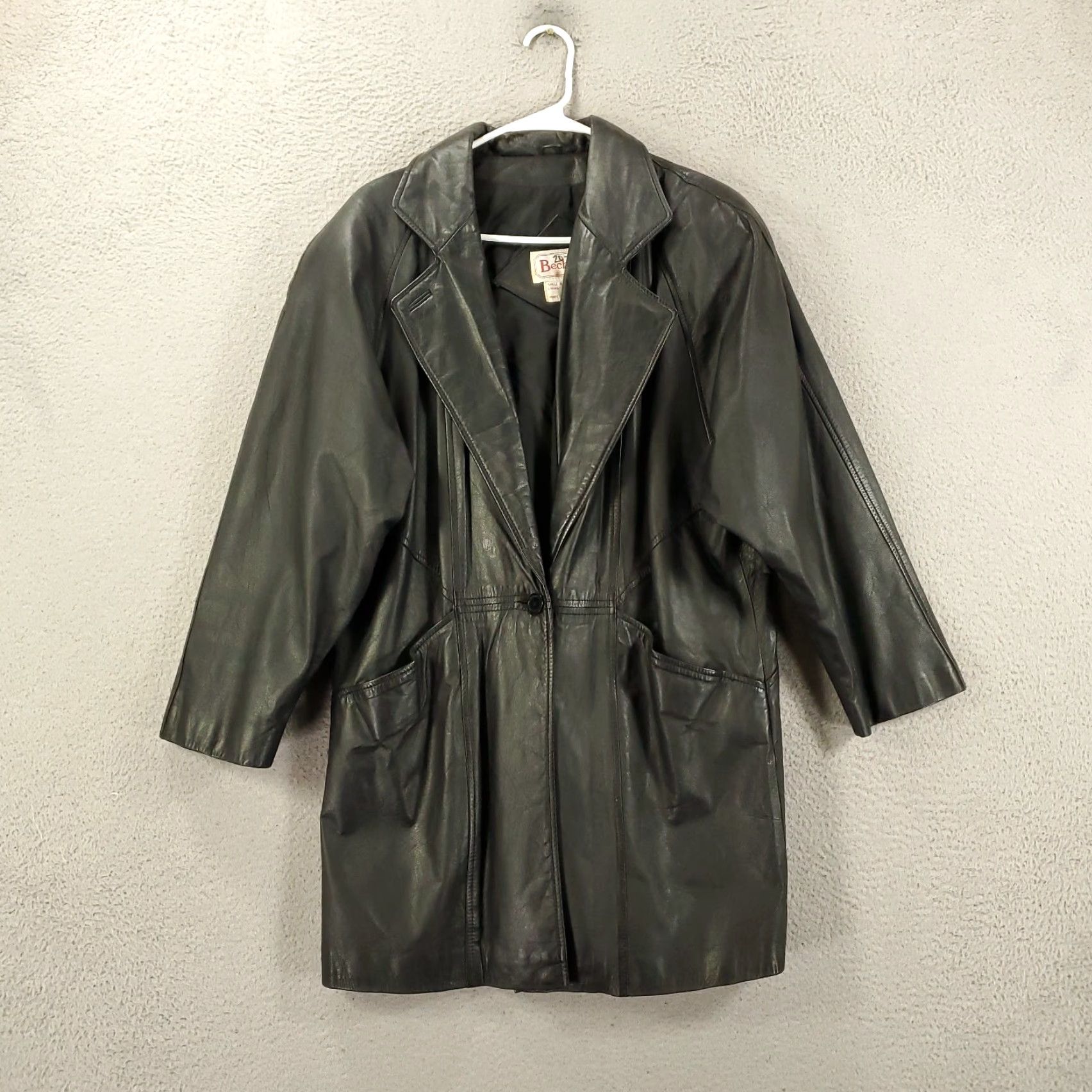 Vintage VINTAGE Bechamel Leather Jacket Womens Small Lined Long Black 80s 90s City Casual Mens Womens? Size S / US 4 / IT 40 - 2 Thumbnail