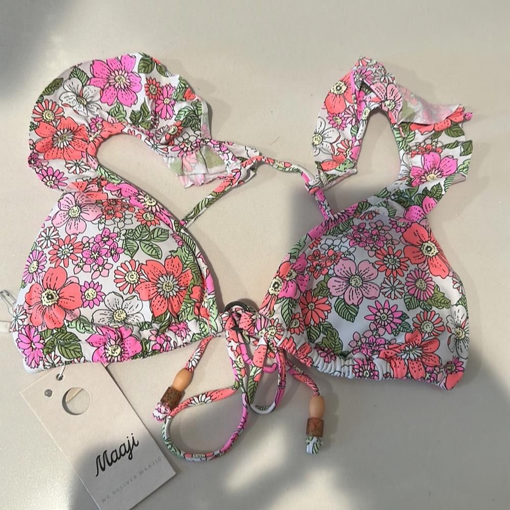 Other Maaji Flower Power Pirouette Triangle Pink Bikini Top Medium Size ONE SIZE - 4 Thumbnail