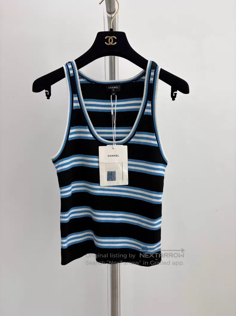 Chanel Chanel Blue striped black and white color-block knitted ve Size XS / US 0-2 / IT 36-38 - 1 Thumbnail