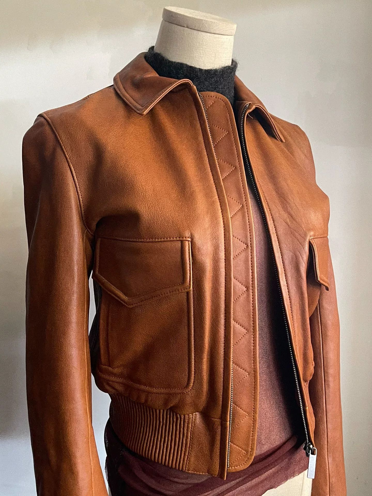 Helmut Lang Leather Bomber Jacket