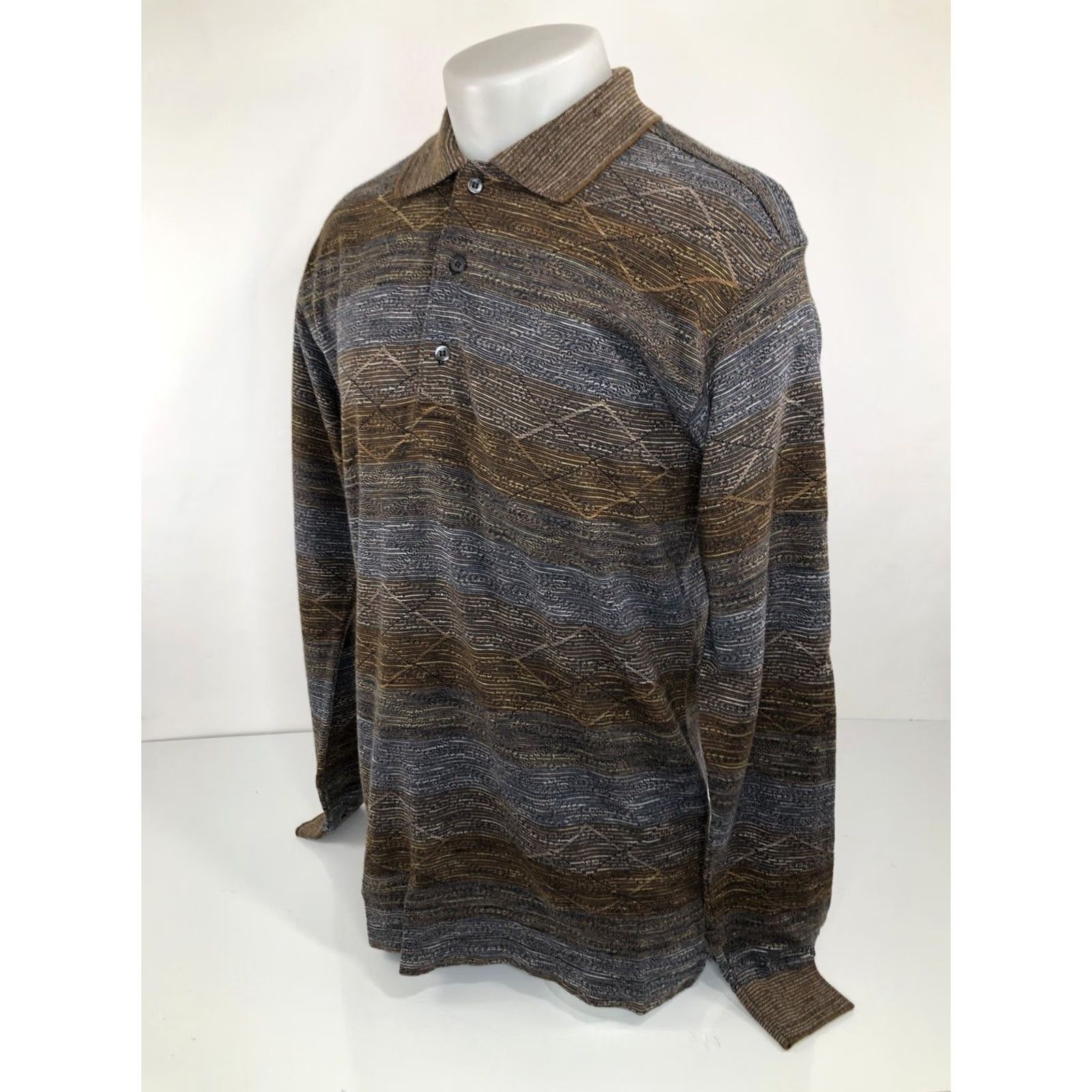 Vintage JHANE BARNES / ITALY - WOOL BLEND Textured Mens Md. Sweater Size US M / EU 48-50 / 2 - 3 Thumbnail