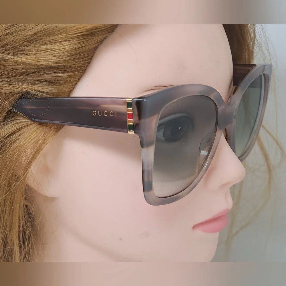 Gucci NWT Gucci Women's Sunglasses Marble Gray Square Full Rim GG Size ONE SIZE - 3 Thumbnail
