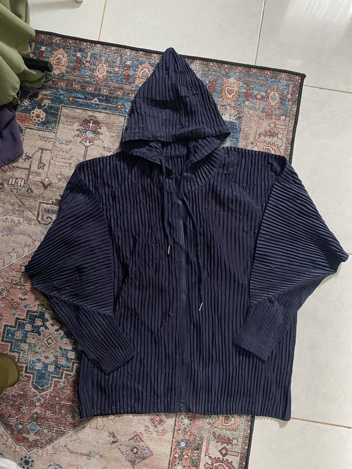 MONPLISSE PARIS Two way plisse zip up Outer Navy