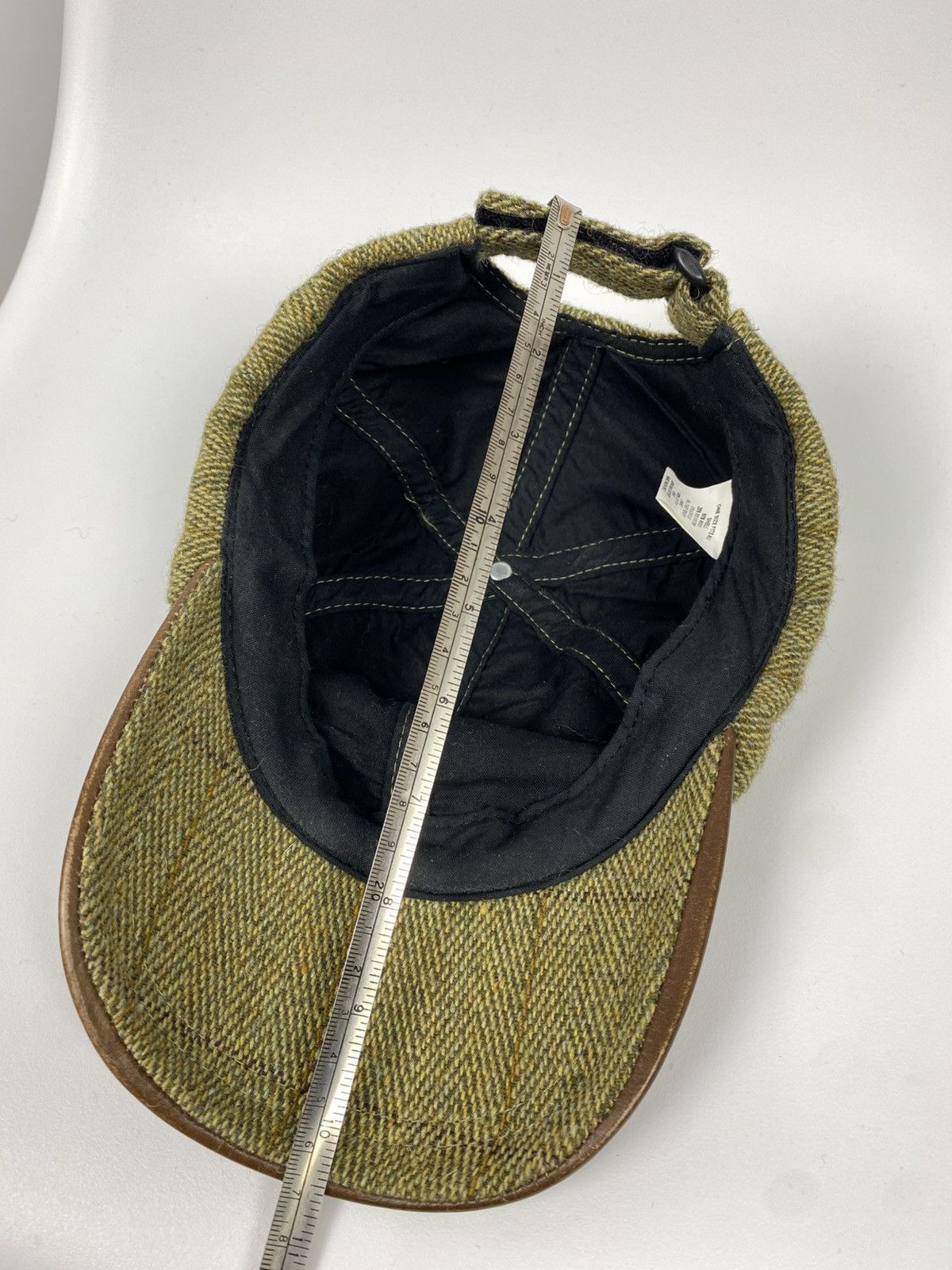 Vintage Tweed Herringbone Wool Baseball Cap Genuine Leather size S Size ONE SIZE - 12 Thumbnail