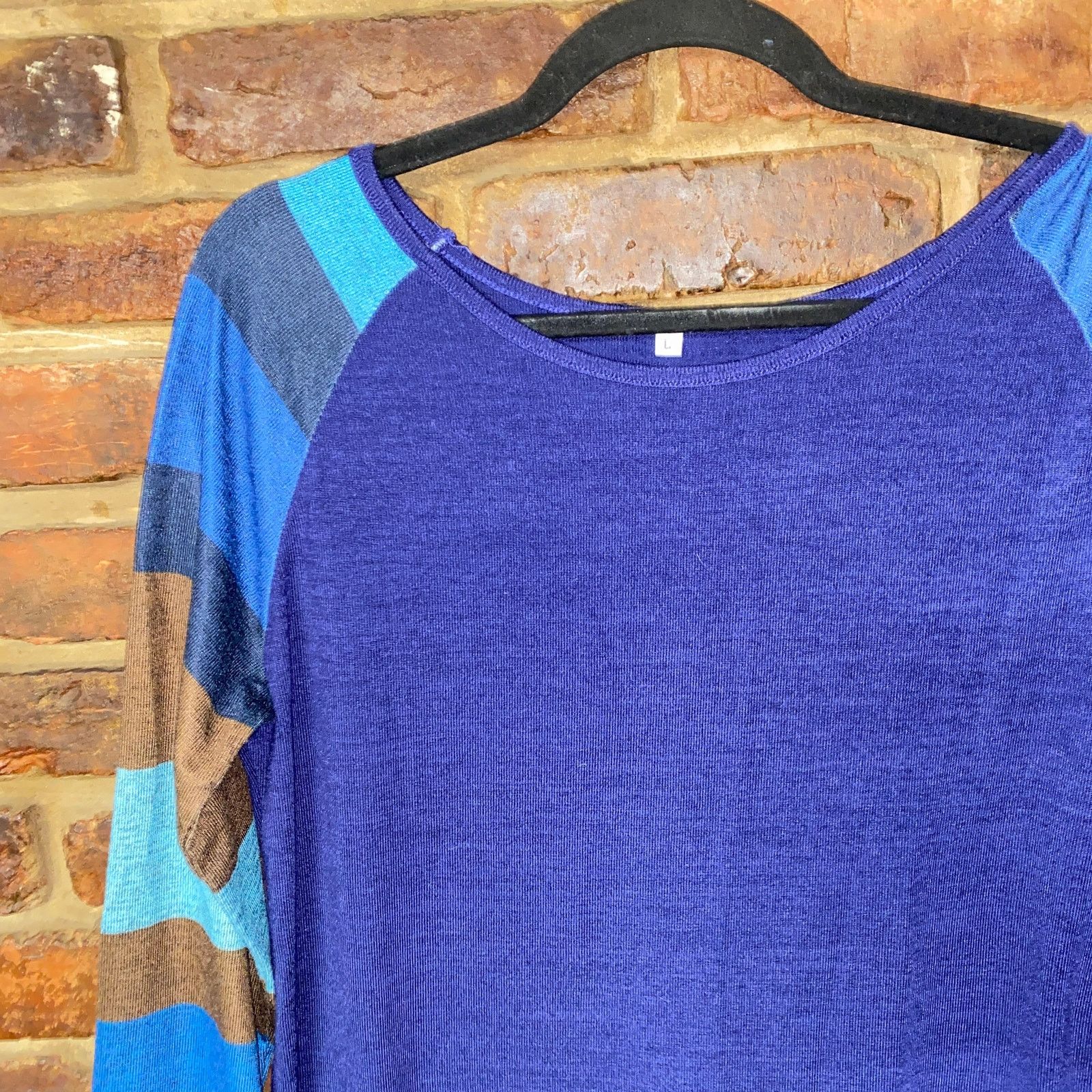 Other Women's Blue Color Block Pullover Knit Sweater Large Size L / US 10 / IT 46 - 2 Thumbnail