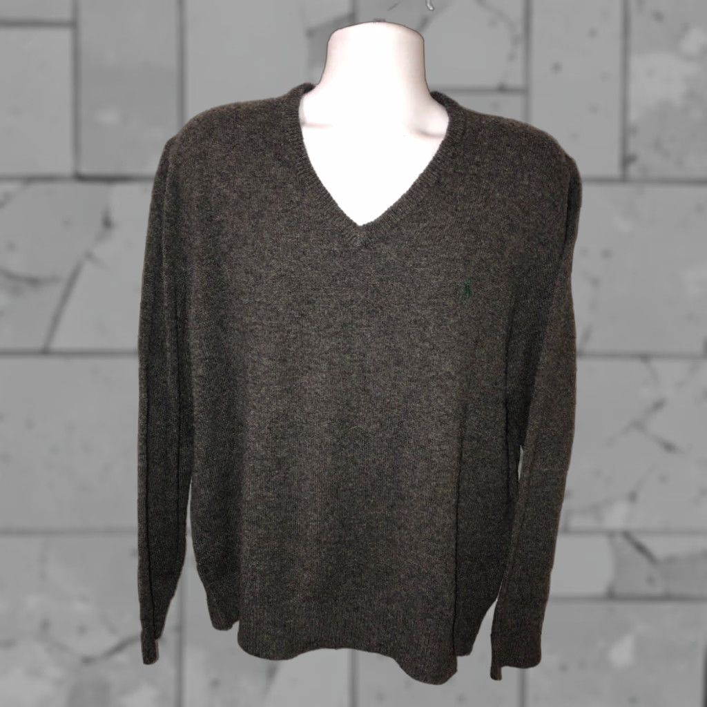 Polo Ralph Lauren Polo Ralph Lauren Lambswool V-Neck Sweater Adult XL Gray Mens Size US XL / EU 56 / 4 - 1 Thumbnail