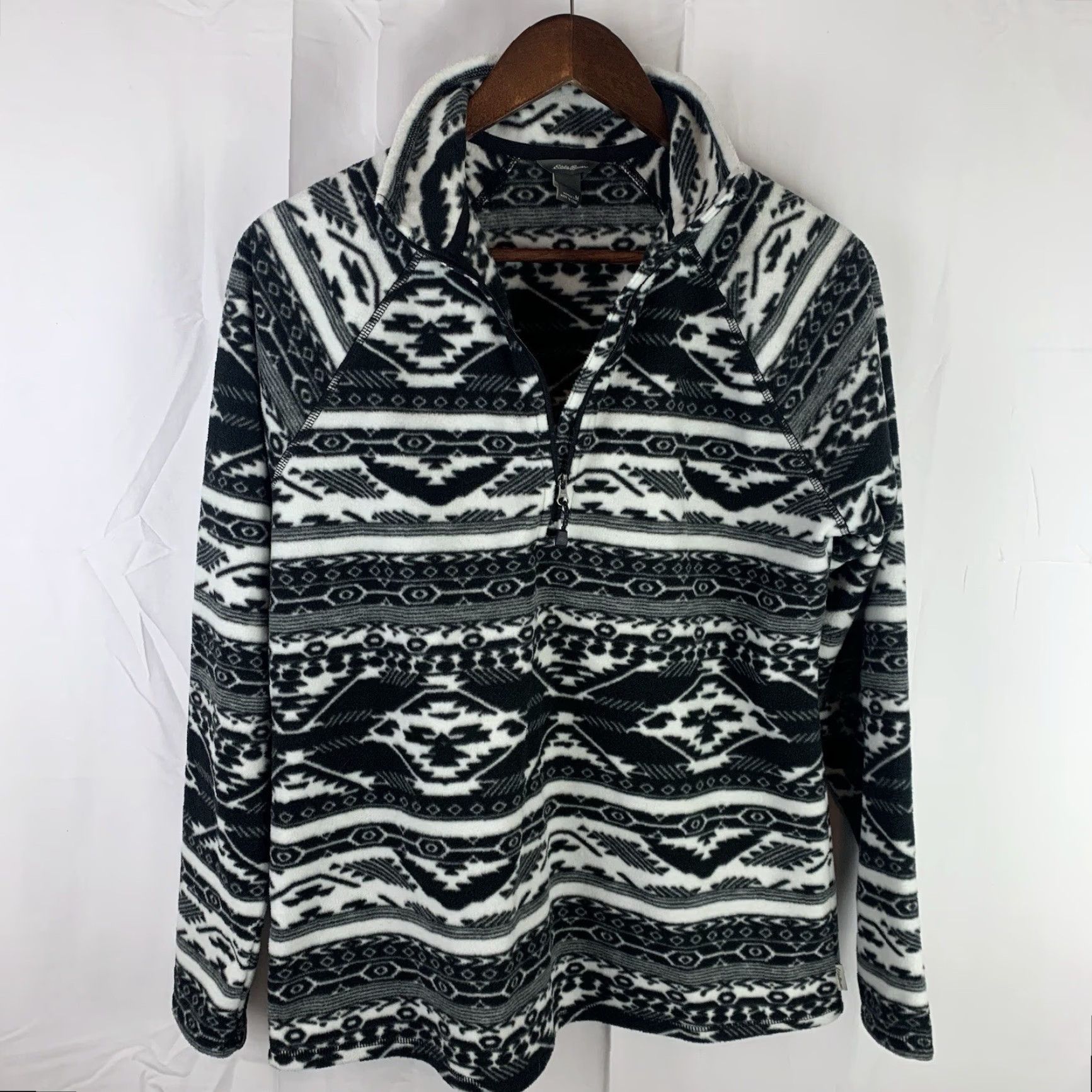 Eddie Bauer Eddie Bauer Womens Fleece Pullover Sweater 1/4 Zip Black Aztec Sz M Southwestern Womens Size M / US 6-8 / IT 42-44 - 5 Thumbnail