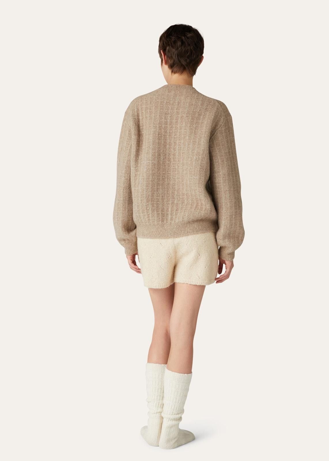 Loro Piana o1srvl11e1024 Cocooning Crewneck Waffle Sweater in Brown Size M / US 6-8 / IT 42-44 - 4 Thumbnail