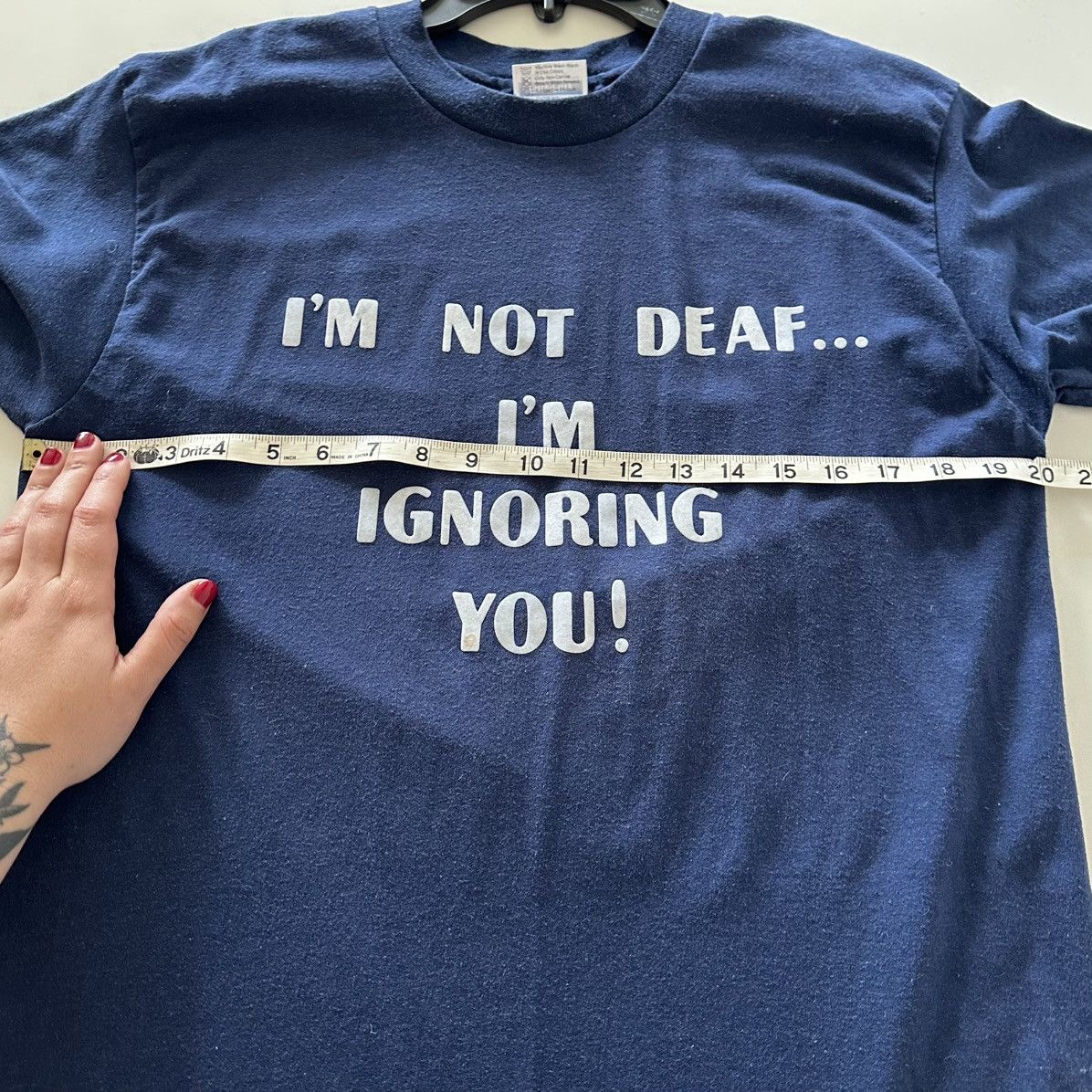 Hanes Vintage Deaf Ignoring You Novelty Old Navy T Shirt Single Size US L / EU 52-54 / 3 - 3 Thumbnail