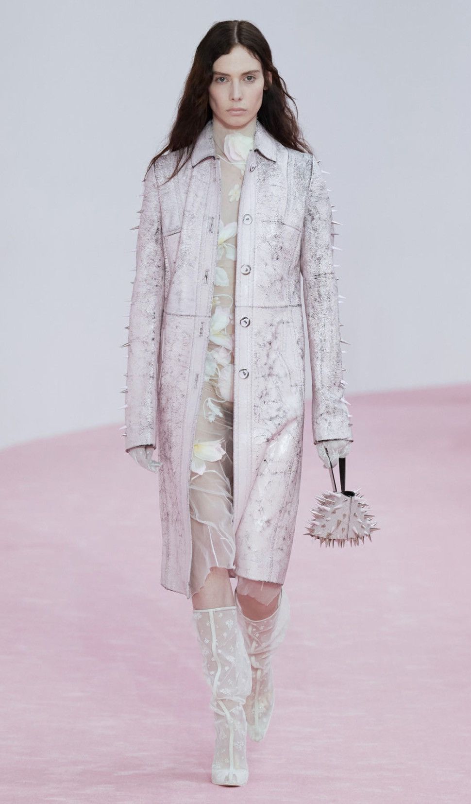 Acne Studios Acne Studios Pink Cracked Leather Studded Coat Jacket Size S / US 4 / IT 40 - 9 Thumbnail