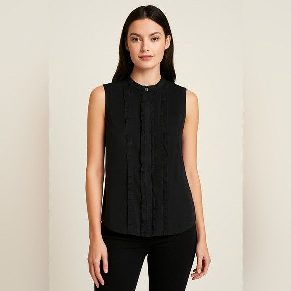 Equipment Equipment Femme Sleeveless Ruffle Silk Blouse Black Size S Size S / US 4 / IT 40 - 1 Thumbnail