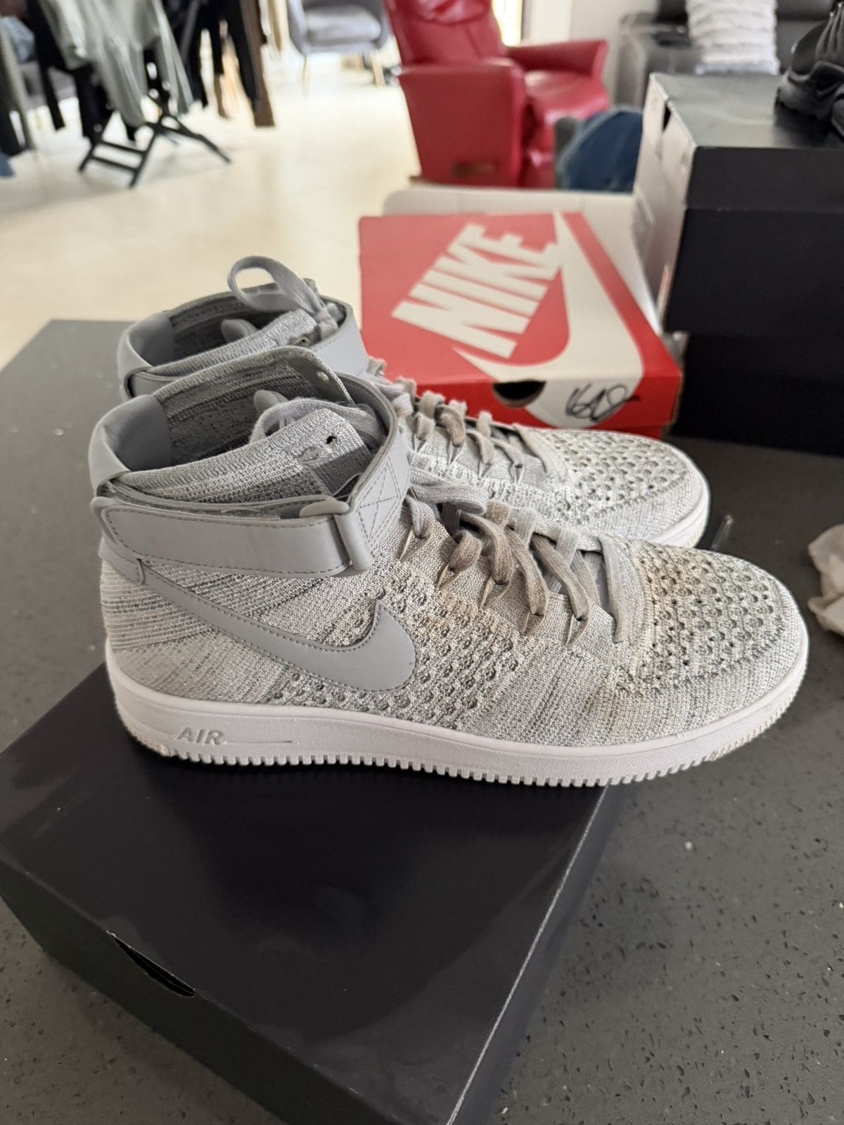Nike Nike AF1 High Flyknit Grey White 11.5US Size US 11.5 / EU 44-45 - 4 Thumbnail