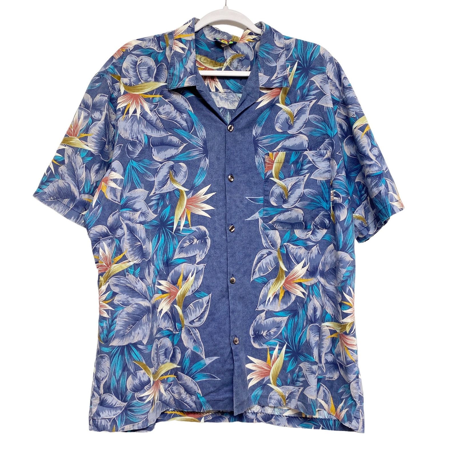 Other Vintage Hawaii Blues Tropical Floral Short Sleeve Button Up Size US XL / EU 56 / 4 - 2 Thumbnail