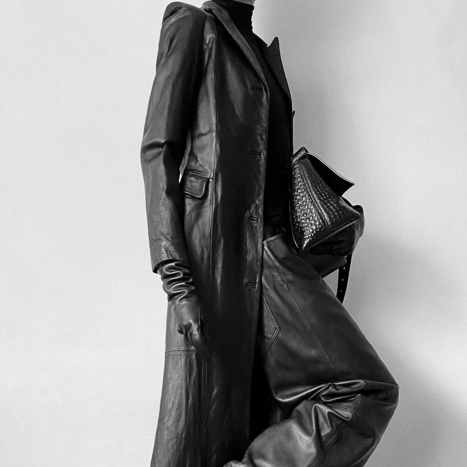 Vintage Super long Avant Garde Matrix leather maxi coat Size S / US 4 / IT 40 - 3 Thumbnail