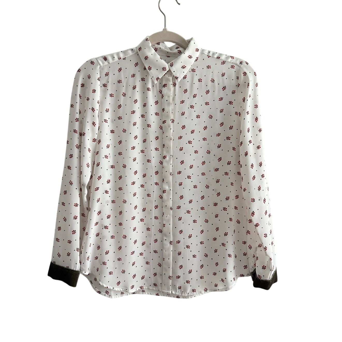 Loft Loft White Floral Button-Down Blouse - Size XSP Size XS / US 0-2 / IT 36-38 - 2 Thumbnail